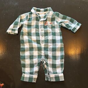 Green and White Checkered Baby One Piece